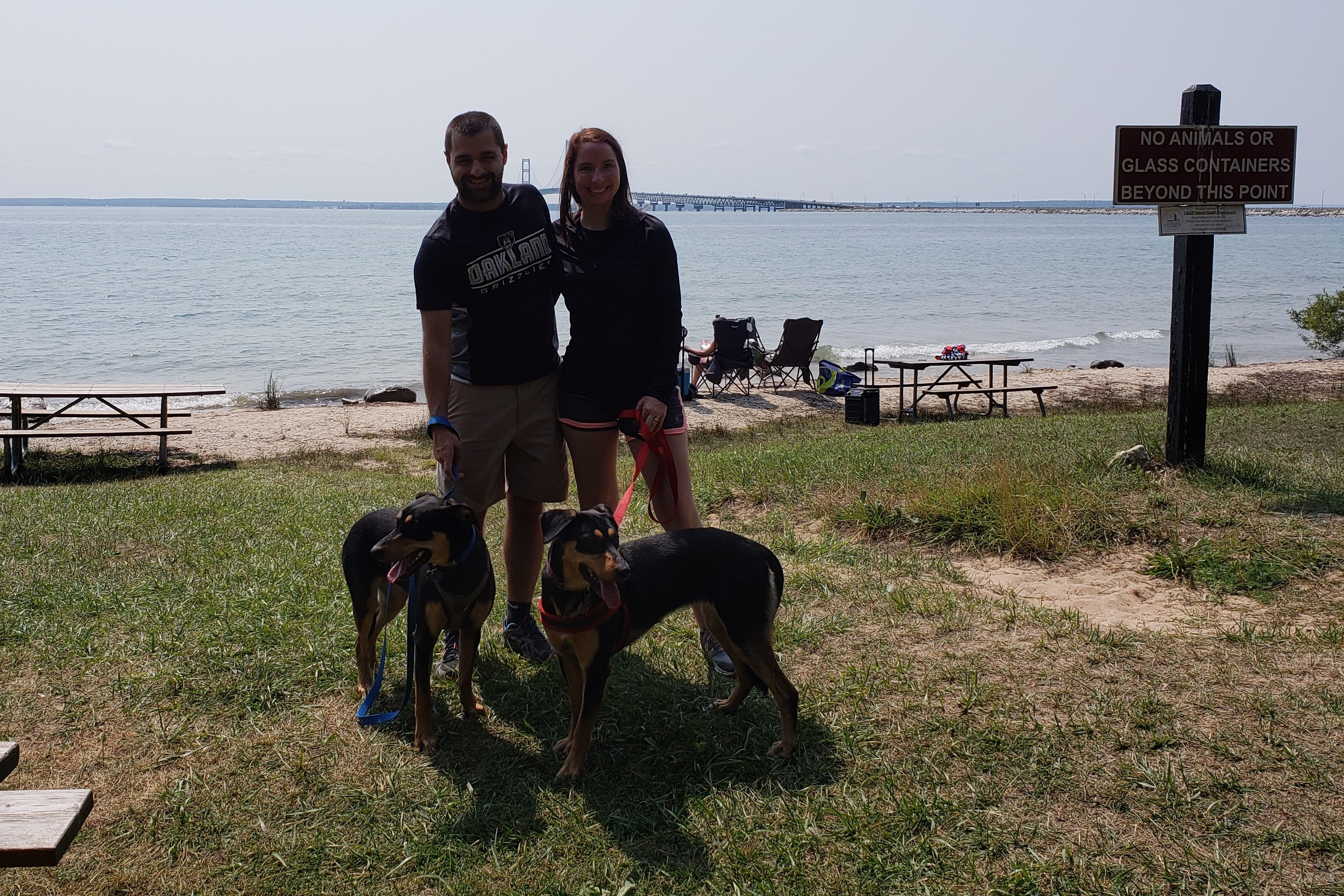 Me, my wife, and our dogs camping.