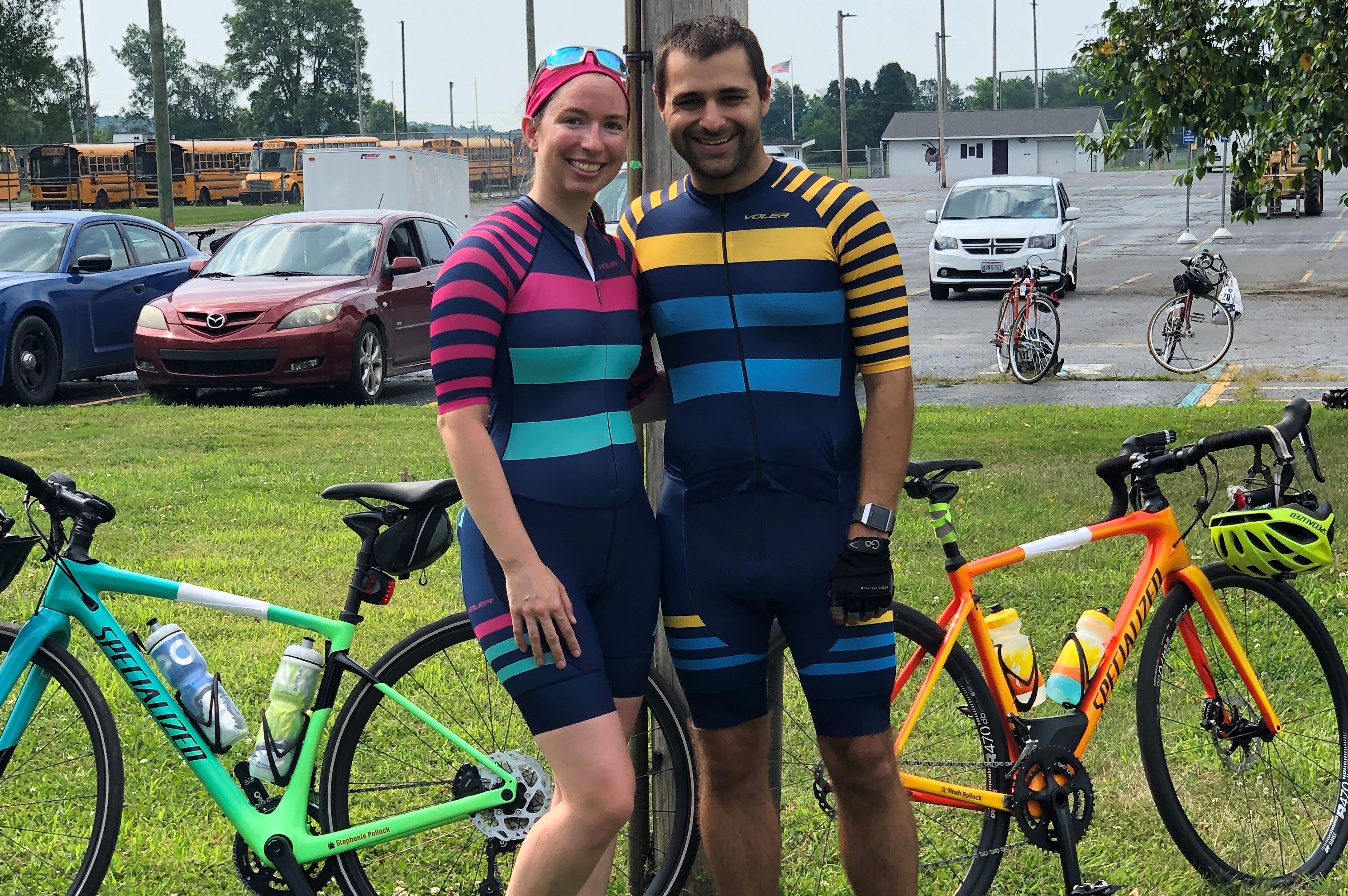 My wife and I on a bike ride.